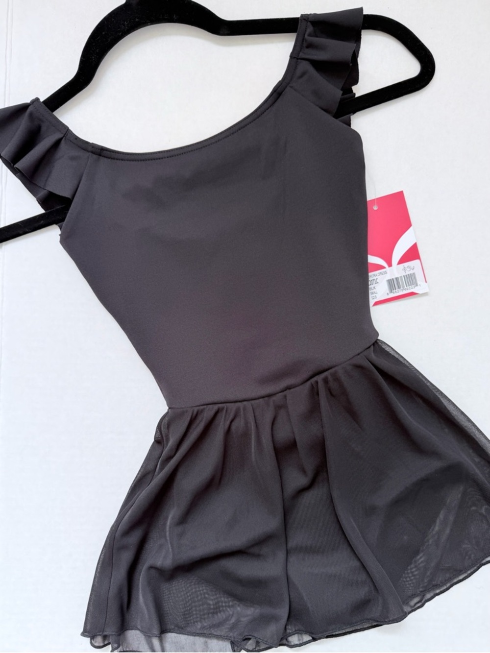 Capezio girls Black Ruffle Strap Dance Leotard with Skirt